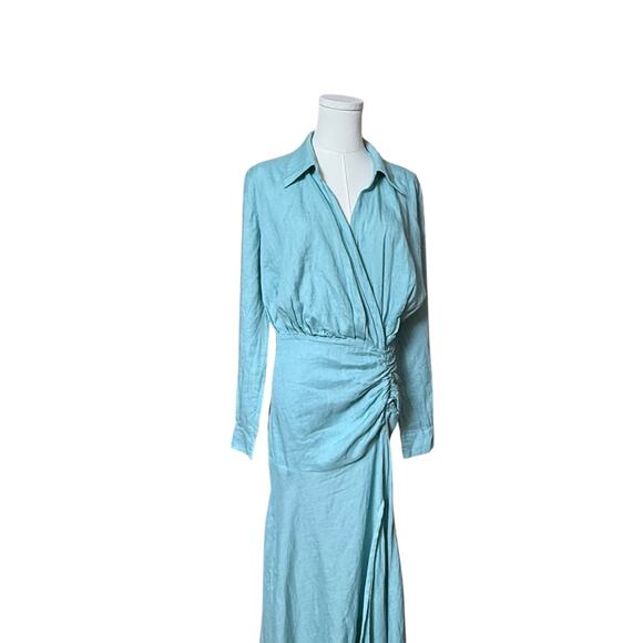 In The Mood For Love Peggy Maxi Dress Size XS 100% Linen Long Sleeved Collared - Picture 10 of 13
